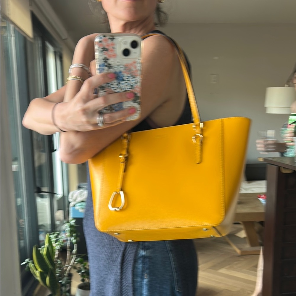 LAUREN RL Yellow leather Tote Bag
